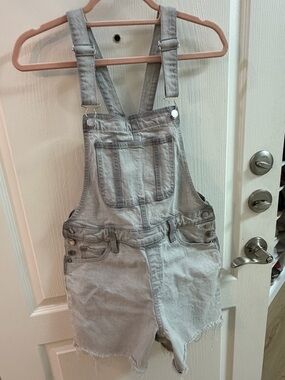 Universal Thread Light Gray Denim Short Overalls